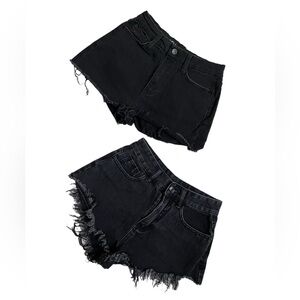 Womens black sexy denim black high waist shorts